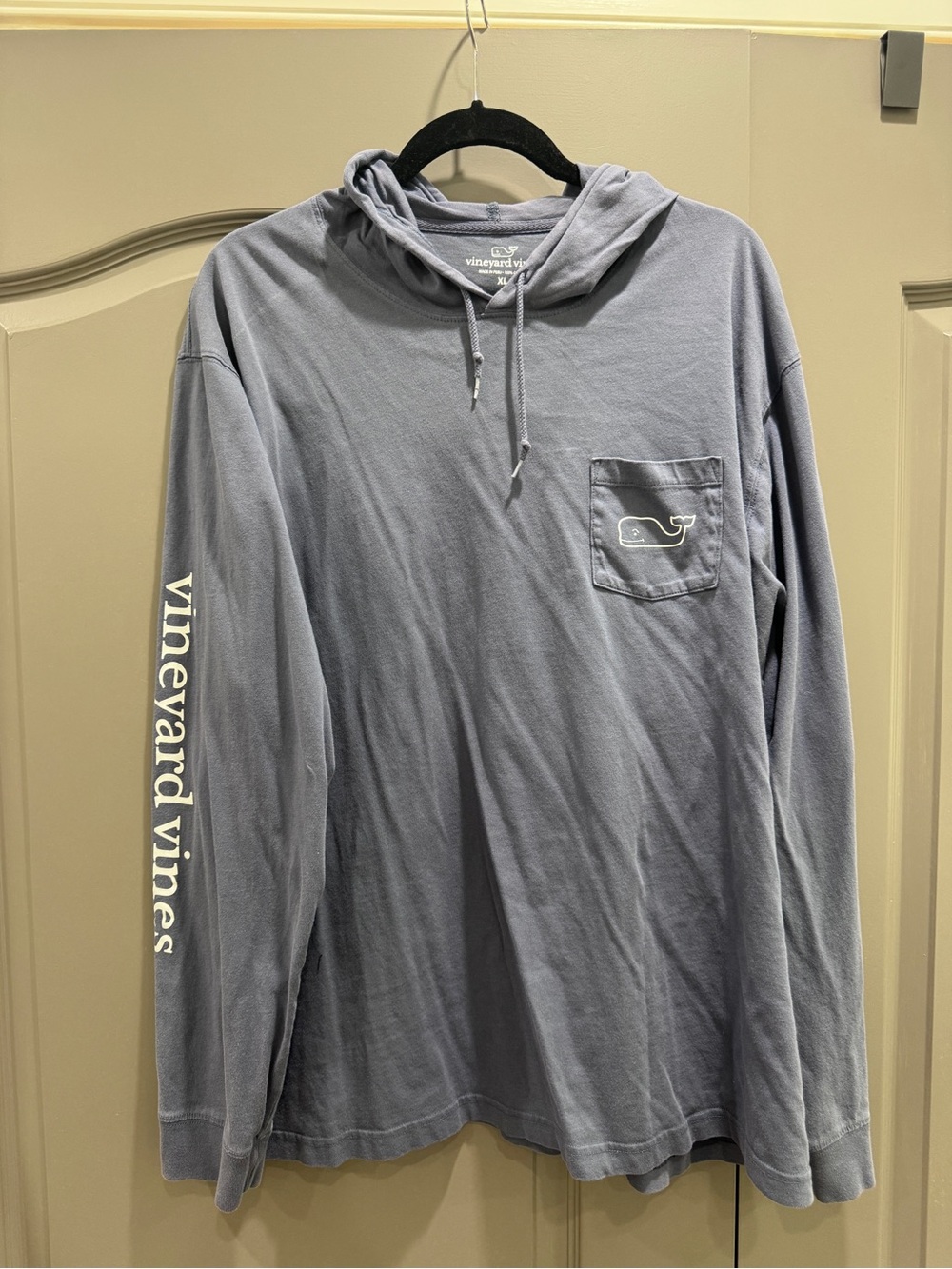 Vineyard Vines Slate Blue Long-Sleeve Hooded Pocket Tee